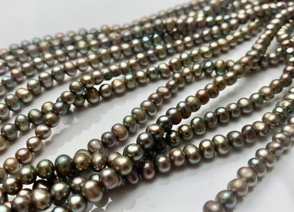 3.5x4-4.5mm AA Dark Champagne Potato Freshwater Pearl Beads Green With Iridescent Green Color Genuine Freshwater Small Seed Pearl #P1611