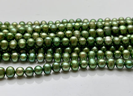 5-6 mm Light Forest Green Color Potato Freshwater Pearl Beads Genuine Cultured Freshwater Pearl Beads Green Potato Pearl Beads #P2099