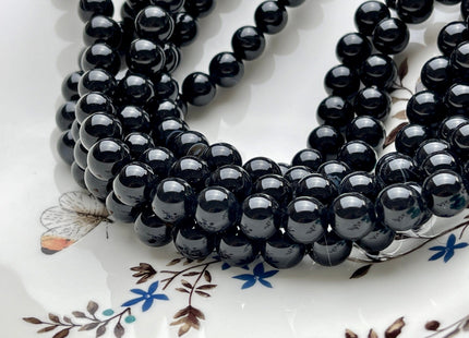 4mm 6mm 8mm 10mm Smooth Round Black Onyx Gemstone Beads Natural Black Onyx Beads 15.5 Inches #405