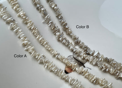 4-5 mm Very Rare Natural White Keshi Freshwater Pearl Beads Center Drilled Cornflakes Shape Keshi Chips Pearls Genuine Keshi Pearls #P2295