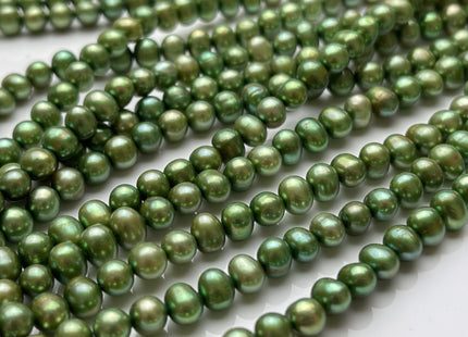 5-6 mm Light Forest Green Color Potato Freshwater Pearl Beads Genuine Cultured Freshwater Pearl Beads Green Potato Pearl Beads #P2099