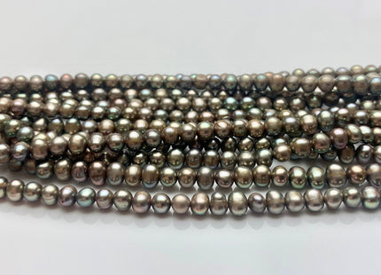 3.5x4-4.5mm AA Dark Champagne Potato Freshwater Pearl Beads Green With Iridescent Green Color Genuine Freshwater Small Seed Pearl #P1611