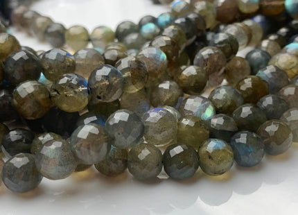 5mm 6mm 8mm 10mm AAA Faceted Round Natural Color Labradorite Beads Natural Blue Flash Color Faceted Top Quality Labradorite 8 Inches #3710