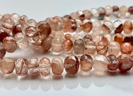 8mm 9mm AAA Faceted Rondelle Copper Rutile Quartz Gemstone Beads Genuine Gemmy Natural Pink Copper Rutile Quartz 8 Inches Strand #3722