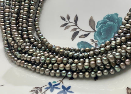 3.5x4-4.5mm AA Dark Champagne Potato Freshwater Pearl Beads Green With Iridescent Green Color Genuine Freshwater Small Seed Pearl #P1611