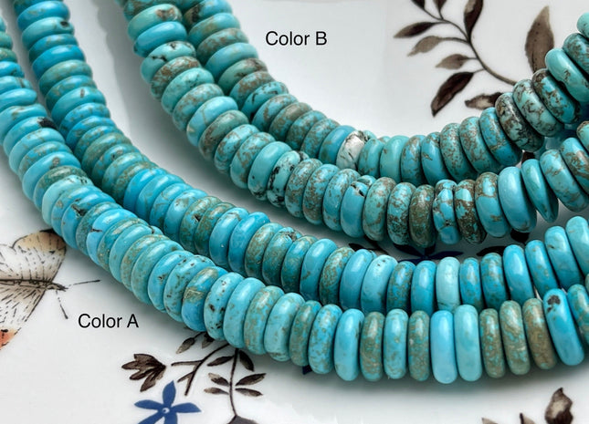10-11 mm Smooth Rondelle Shape Turquoise Gemstone Beads Green Blue And Brown Color Turquoise Loose Beads #4066