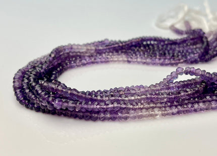 4 mm Natural Shaded Amethyst Gemstone Beads Faceted Rondelle Shape Genuine Purple Amethyst Tiny Gemstone Bead 13 Inches Strand #4155