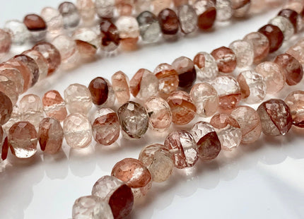 8mm 9mm AAA Faceted Rondelle Copper Rutile Quartz Gemstone Beads Genuine Gemmy Natural Pink Copper Rutile Quartz 8 Inches Strand #3722