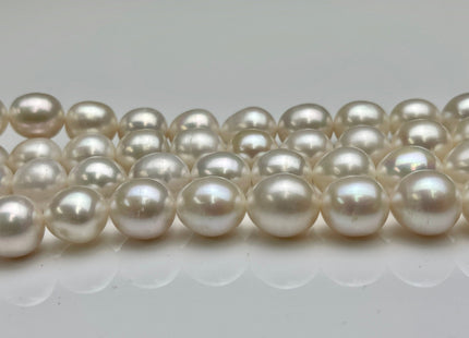 10.5x11mm AAA Rice/Oval White Natural Freshwater Pearls High Luster Freshwater Pearl Beads Smooth And Quality Potato Pearls 33 Beads #P1958