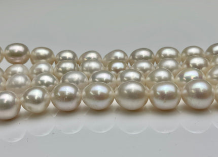 10.5x11mm AAA Rice/Oval White Natural Freshwater Pearls High Luster Freshwater Pearl Beads Smooth And Quality Potato Pearls 33 Beads #P1958