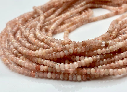 2x3mm 3x4mm 4x6mm Natural Color Faceted Rondelle Peach Moonstone Gemstone Bead Quality Micro Faceted Multi Peach Moonstone Loose Beads #2425