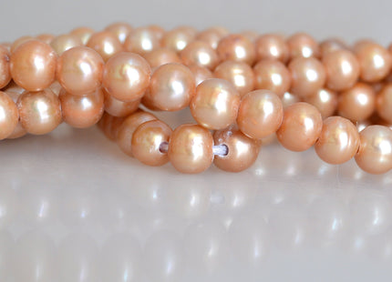 9-10mm Large Hole Half Strand Freshwater Pearls Potato/Round Shape 2.2mm Hole Green and Gold Color #704