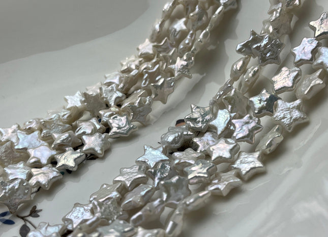 3 Pieces 10-11 mm Rare Natural White Star Flower Shape Genuine Freshwater Pearl Beads Genuine High Luster Limited Edition Beads #P2142