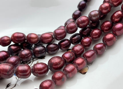 10-11x12 mm Rice / Oval Dark Red OR Cranberry Large Hole Freshwater Pearl Hole Size 2 mm, Large Hole Red Pearl Beads #134