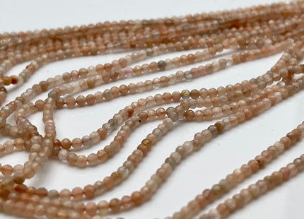 2-2.5 mm Faceted Round Tiny Peach Moonstone Gemstone Beads Genuine Natural Moonstone Loose Beads 13 Inches Strand #4127