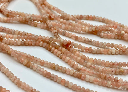 2x3mm 3x4mm 4x6mm Natural Color Faceted Rondelle Peach Moonstone Gemstone Bead Quality Micro Faceted Multi Peach Moonstone Loose Beads #2425