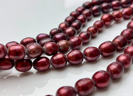 10-11x12 mm Rice / Oval Dark Red OR Cranberry Large Hole Freshwater Pearl Hole Size 2 mm, Large Hole Red Pearl Beads #134