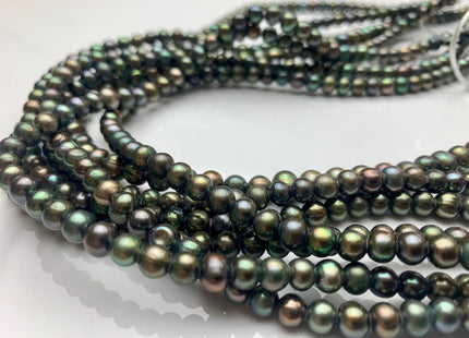 6 mm Large Hole Potato Green Freshwater Pearl Beads, Hole Size 1.8mm, Large Hole Beads, Large Hole Green Pearls #7