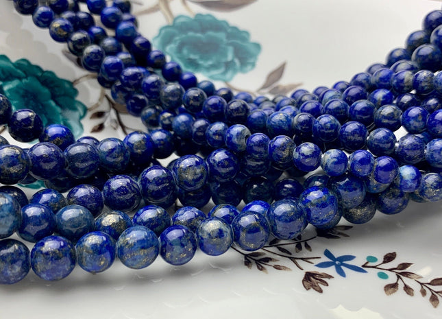 6mm 8mm 10mm Large Hole Natural Color Lapis Gemstone Beads Hole Size 2.0 mm Natural Blue Lapis Beads 8 Inches Strand #2840