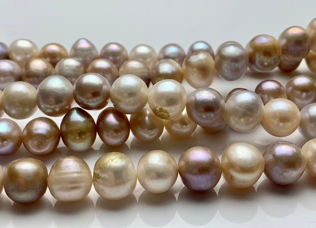 9-10mm AA Natural Seaweed Color Freshwater Pearls Potato Pearl Beads Genuine Natural Seaweed Pink Freshwater Potato Pearls 45 Pieces #P1467