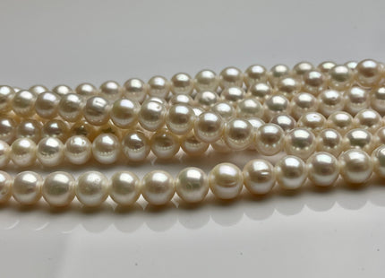 9mm AAA Half Strand Large Hole Natural White Off Round Freshwater Pearls Hole Size 2.2mm Genuine High Luster Large Hole Potato Pearl #P2137