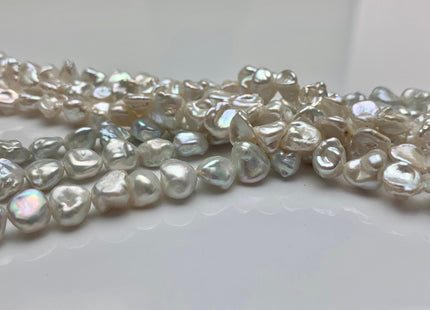 7-8 mm AAA High Luster Natural White Or Natural Silver Color Keshi Nugget Freshwater Pearl Beads Center Drilled Keishi Nugget Pearl #1505