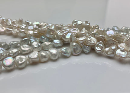 7-8 mm AAA High Luster Natural White Or Natural Silver Color Keshi Nugget Freshwater Pearl Beads Center Drilled Keishi Nugget Pearl #1505