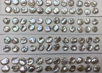 One Pair 8-15mm AAAA Natural White Flat Keshi Freshwater Pearl Half Drilled Matching Earring Very Rare High Luster Cornflake Pearls #1343