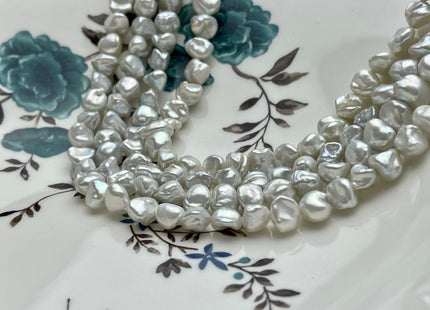 7-8 mm AAA High Luster Natural White Or Natural Silver Color Keshi Nugget Freshwater Pearl Beads Center Drilled Keishi Nugget Pearl #1505
