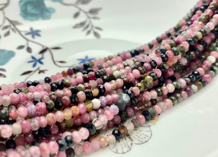 2x3 mm 3x4 mm AA Natural Color Faceted Rondelle Tourmaline Gemstone Beads Quality Micro Faceted Tourmaline Gemstone Loose Beads # 2422
