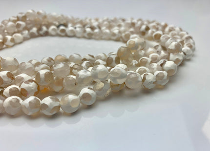 6mm 8mm 10mm 12mm AAA DZI Tibetan Agate Faceted Round Multi White Color Football Agate Gemstone Loose Beads #2381