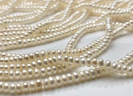 2x4 mm AAA Natural Tiny Freshwater Pearl Beads Rondelle/Button Shape Genuine Natural White High Luster Pearl Beads #P1322