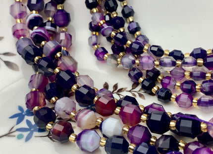 5x6mm 7x8mmFaceted Energy Prism Cut Purple Lace Agate Gemstone Genuine Double Terminated Points Multi Purple Color 15.5 Inches #3576