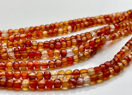 4-5mm Micro Faceted Cube Dice Square Shape Carnelian Bead Genuine Diamond Cut Orange Red Gemstone Beads 15.5 Inches #4108