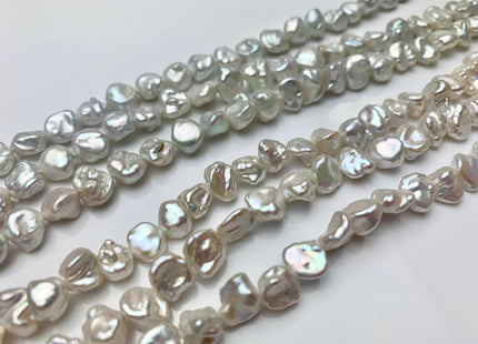 7-8 mm AAA High Luster Natural White Or Natural Silver Color Keshi Nugget Freshwater Pearl Beads Center Drilled Keishi Nugget Pearl #1505