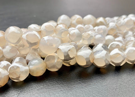 6mm 8mm 10mm 12mm AAA DZI Tibetan Agate Faceted Round Multi White Color Football Agate Gemstone Loose Beads #2381