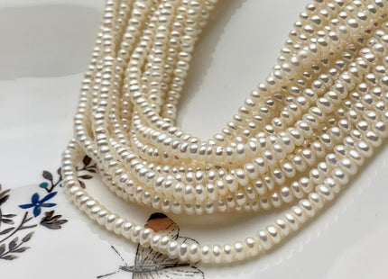 2x4 mm AAA Natural Tiny Freshwater Pearl Beads Rondelle/Button Shape Genuine Natural White High Luster Pearl Beads #P1322