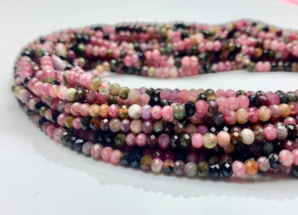 3x4 mm AA Natural Color Faceted Rondelle Tourmaline Gemstone Beads Quality Micro Faceted Tourmaline Gemstone Loose Beads # 2422