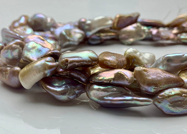 9-10x16-20 mm Biwa Stick Pearl Natural Seaweed Mauve Color Freshwater Pearl Beads Genuine Natural Biwa Stick Pearl #203