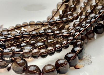 4mm 6mm 8mm 10mm 12mm Smooth Round Smoky Quartz Gemstone 14.5 Inches #3507