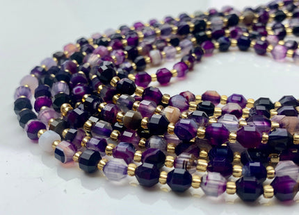 5x6mm 7x8mmFaceted Energy Prism Cut Purple Lace Agate Gemstone Genuine Double Terminated Points Multi Purple Color 15.5 Inches #3576