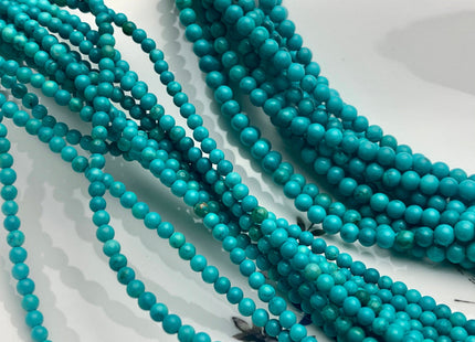 3mm 4mm Smooth Round Green Turquoise Gemstone Beads 15.5 Inches Strand #3763