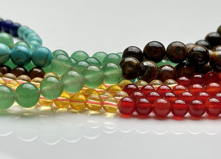 6mm 8mm 10mm Natural Chakra Smooth Round Beads Genuine Amethyst Aventurine Lapis Tiger Eye Carnelian Turquoise Citrine Beads #4029