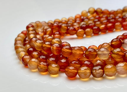 8mm 10mm Faceted Round Carnelian Color Agate Gemstone Beads Orange Red Agate Gemstone Loose Beads 14 Inches Strand #3842