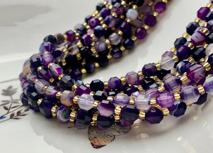 5x6mm 7x8mmFaceted Energy Prism Cut Purple Lace Agate Gemstone Genuine Double Terminated Points Multi Purple Color 15.5 Inches #3576