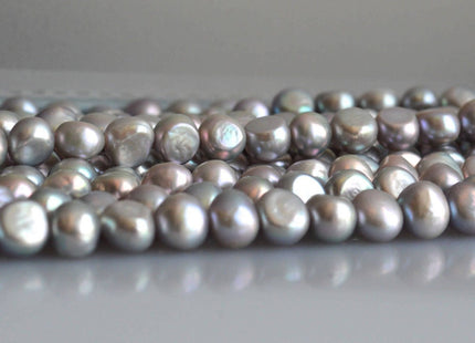 9-10 mm AAAAA Silver Gray Freshwater Pearl Nugget Beads, Gray Cultured Freshwater Pearls, Genuine Gray Pearls #122