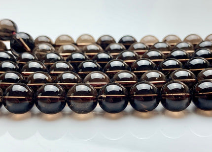 4mm 6mm 8mm 10mm 12mm Smooth Round Smoky Quartz Gemstone 14.5 Inches #3507