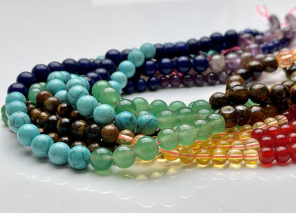 6mm 8mm 10mm Natural Chakra Smooth Round Beads Genuine Amethyst Aventurine Lapis Tiger Eye Carnelian Turquoise Citrine Beads #4029