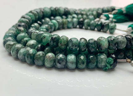6mm 7mm 8mm AAA Natural Color Emerald Gemstone Beads Faceted Rondelle Shape 8 Inches Strand #2121