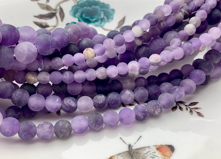 6mm 8mm 10mm Large Hole Natural Color Round Matte Amethyst Gemstone Beads Hole Size 2.0mm Natural Purple Amethyst 14-14.5 Inches #2842
